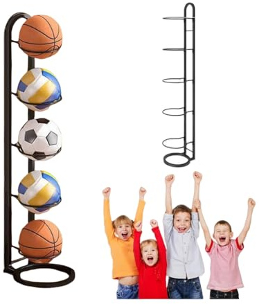 Ball Storage Rack, 5 Tier Layer Ball Stand Football Rack Sports Equipment Storage Organizer Removable Football Stand for Volleyball Football Basketball Badminton Mini Quick Machine (D) (5 Tier)
