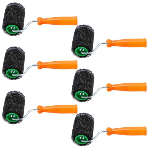 GlikCeil 6 Pcs 4 Inch Paint Roller with Foam Covers Mini Textured Paint Roller for Bed Liner Truck Coating Create Texture Effect
