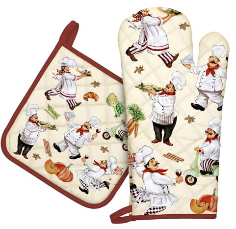 Arquiel Guanti Da Forno Presina Set Di 2, 100% Cotone Addensare Guanti Da Forno A Microonde, Presine Da Cucina Morbida Resistenti Al Calore Per Arrostire, Cuocere(cuoco)