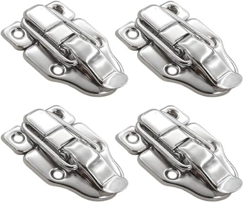 Lot de 4 verrous à bascule en acier inoxydable, fermoir de tension en acier inoxydable, loquet à ressort pour valise, boîte en bois