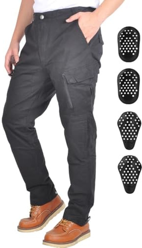 Cytoyxus Hombre Moto Pantalones Casuales Motocicleta Pantalones con 4X Almohadilla Protectora (FR/ES, Medida de la Cintura & Longitud de la Pernera, 36, 32, Negro)