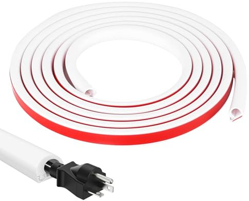 Canalina Passacavi Auto-Adesiva da 3 Meter,Canalina Passacavi PC Morbido,Canali a Cavo Semicircolare, Autoadesivo Copricavo Adatto per Case, Uffici, Tavoli per Nascondere Cavi su Pareti e Pavimenti