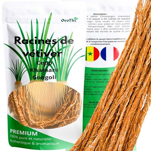 Khamaré racines de vétiver 60 GRANDES TIGES pour flore intime et intestinale, bonne odeur intime, bien-être vaginal. Détoxifie le corps, favorise la lubrification pour femme