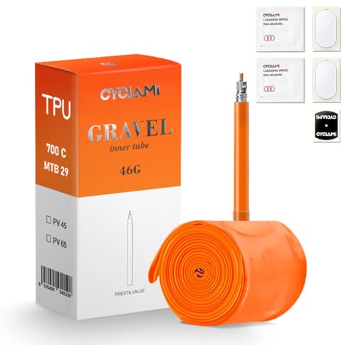 CYCLAMI Cámara TPU Gravel Bicicleta Ultraligera 46g Cámara Interiores 700 x 32-47C/ 32-45C Camara Bici para válvulas Presta 45/65mm (1P-700c X 32-47C (45mm Valve))