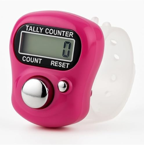 Digital Finger Ring Tally Counter, 5 Digit LCD Electronic Digital Display, Tally Counter Clicker for Weaving and Sports Counting Lap Counter, accessories for men and women Pink(1)