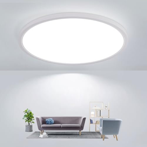 Comely Lampada da soffitto LED rotonda 30cm, IP44 impermeabile, 24W 6500K bianco freddo, Nero, CRI 80, plafoniera LED piatta per bagno, cucina, balcone, corridoio, camera da letto