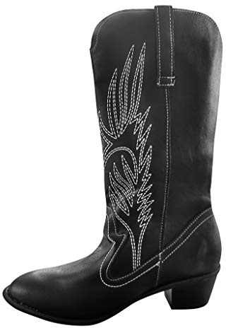 Botas de vaquero para mujer, estilo vintage, de piel con flores, botas occidentales, botines de vaquero, para moto, motero, tobillo, botines para mujer, botas de trabajo, otoño e invierno