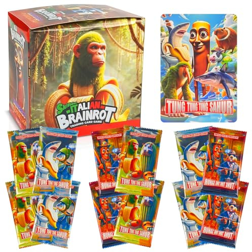 WYFDCZZP Jeu de Cartes à Collectionner Italian Brainrot, Cartes Italiennes Brainrot - 36 Sachets Scellés de 5 Cartes pour la collection Skifidol Italian Brainrot TCG Jeu de cartes à collectionner