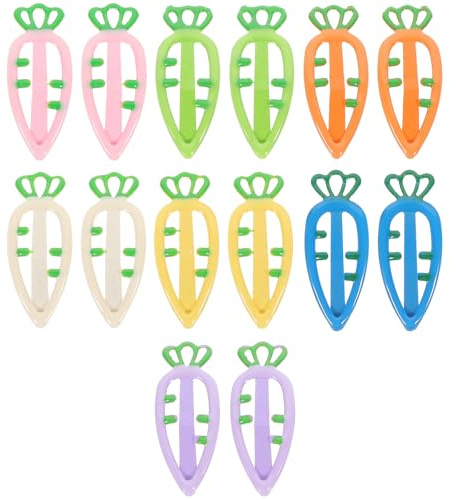 UPKOCH Pinzas Cabello para Niña 14 Piezas, Pinzas Pequeñas a Presión en Tonos Dulces Diseño de Zanahoria, Accesorio Ligero y Seguro para Fiesta, Cumpleaños y Uso Diario