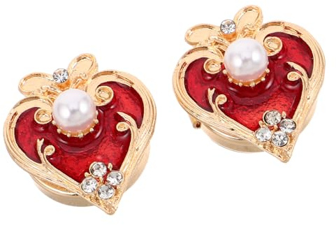 Healvian Adornos para Puños de Camisa Vintage Clip en Aleación, Cubiertas de Botones de Flor Roja de 1,5 Cm, Joyas de Gemelos Desmontables para Blusas y Camisas de Mujer,