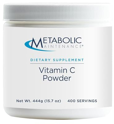 Metabolic Maintenance Vitamin C Powder - 1100 mg Pure Ascorbic Acid Antioxidant + Immune Support Supplement - Easy Drink Add-in (15.7 oz / 400 Servings)