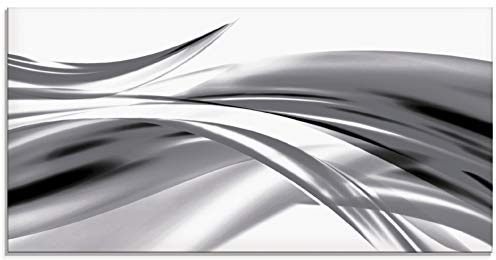 ARTland Wanddeko Glasbilder Wandbild Glas Bild einteilig 100x50 cm Querformat Moderne Kunst Abstrakt Modern Rauch Welle Grau S7KX