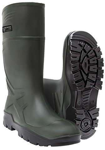 Portwest Bota Wellington Pu, No De Seguridad O4 Ci Fo, Tamaño: 42, Color: Verde, FD90GNR42