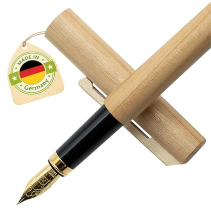 4betterdays.com NATURlich leben! Füller/Füllfederhalter inkl. GRATIS Tintenkonverter aus lackiertem Kirschholz Federstärke M - nachhaltige Handarbeit aus Deutschland