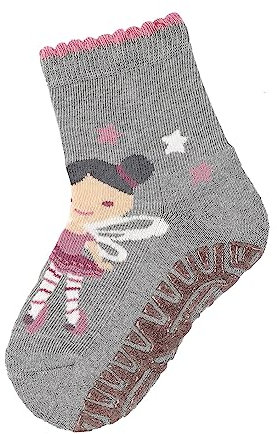 Sterntaler Glitzer Flitzer AIR Fee - Mädchen Fliesen Flitzer - Stoppersocken mit Innenfrottee im Sohlenbereich - Baby und Kinder Strümpfe mit Glitzer Anti-Rutsch-Sohle, silber melange, Größe 28