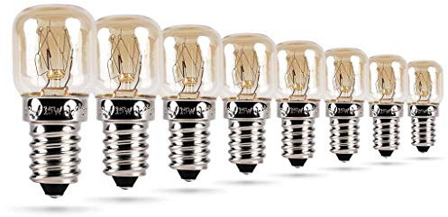 HEITECH Backofenlampe 8er Pack 15W E14 - Backofen Glühbirne hitzebeständig bis 300 Grad für Backofen, Grillöfen, Mikrowelle - Backofen Lampe mit T22 Kapsel & 2100K