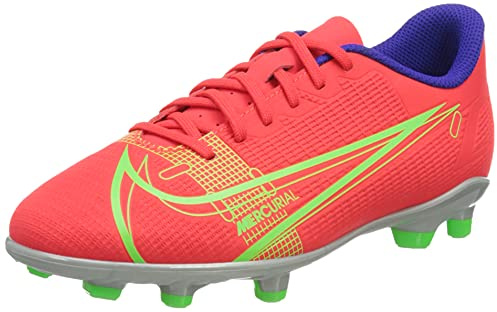 Nike Kinder Jr Vapor 14 Club FG/MG, Bright Crimson/Metallic Silver-Indigo Burst-White-Rage Green, 38.5 EU