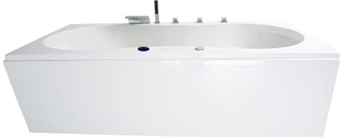 Basera® BASIC Indoor Whirlpool Badewanne Palma 190 x 90 cm mit 12 Massagedüsen, Wasserfall, LED-Ambiente