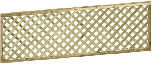 Urban Capped Diamond 6x2ft (W: 6ft x H: 2ft) Fully Framed Smooth-Planed Modern Decorative Pressure-Treated Trellis Panel Thick/Strong Laths 45mm Holes Width 1828mm x Height: 620mm