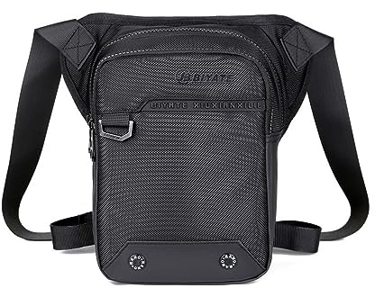 Floatdream Sacoche Moto Jambe, Sacoche de Jambe Polyvalent Ajustable, Sac Banane Femme Homme, Ceinture Ajustable pour la randonnée, Le vélo et la Course à Pied (Noir)