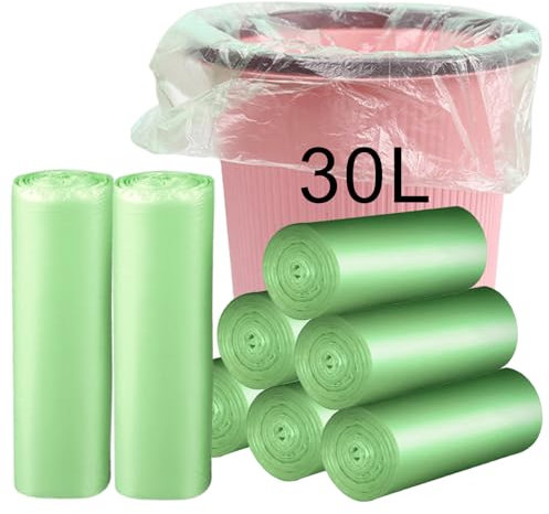 Molbory Lot de 160 sacs poubelle biologiques de 50 litres, 8 rouleaux de sacs poubelle compostables et biologiques en amidon de maïs, résistants à la déchirure, sacs poubelle bio pour cuisine, bureau,
