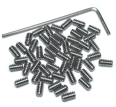 ZDingTech 60pcs Set Screws 10-24 x 1/4 inch 304 Stainless Steel Allen Head Hex Socket Set Screws with 3/32 Allen Wrench