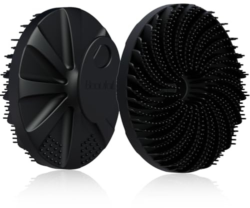 Silicone Body Scrubber, BEAUTAIL Gentle Exfoliating Shower Bath Scrubber for Men Women Sensitive Skin, Innovative Bristles Design Loofah for Lather Well, Ergonomic No-Slip Handle Brush (Black)