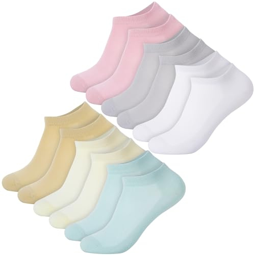 Zuimei 6 Pairs No Show Trainer Socks for Womens, Women Non Slip Short Low Cut Trainer Ankle Sock Ladies Ankle Socks Invisible for Sneaker Loafers Casual Boat Shoes, Size 4-7