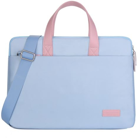 Hixingo Maletín Funda para Portátil 14/15.6, Impermeable Oxford Portátiles Bolsa Bolsa Ordenador Compatible Funda Protectora Laptop Bolso Bandolera para Hombre Mujer (15,6 Pulgadas,Azul Claro)