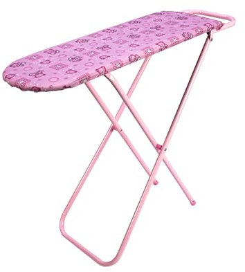 Asse da Stiro Giocattolo Asse Pieghevole in Metallo Set Stireria Asse da Stiro per Bambini Asse da Stiro Giocattolo con Struttura in Metallo Piano in Legno Rivestito