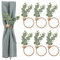 Amabro Napkin Rings Set of 6, Rustic Farmhouse Boho Green Leaf Eucalyptus Wood Bead Napkin Rings Holder for Fall Spring Thanksgiving Christmas Easter Weddings Table Decor