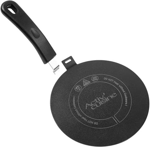 ACTIV CUISINE Adattatore a induzione a disco piatto 24 cm di diffusione di calore in acciaio inox, con maniglia e base separabili, diffusore a induzione Moka per utilizzare macchine da caffè, nero