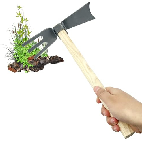 OHYER Doppelhacke gartenhacke pflanzhacke pendelhacke gartenwerkzeug kreuzhacke unkrauthacke spitzhacke gartenhacke mit stiel Handhacke Handjäter Gartenwerkzeuge Bodenauflockerung (Doppelzweckhacke)