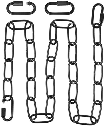Cadena de acero de 0,9 m, cadena de acero inoxidable con 2 bloqueos, cadena de metal negra, cadena de eslabones para conectar diferentes lámparas, lámparas de jaula, lámparas de techo, candelabros