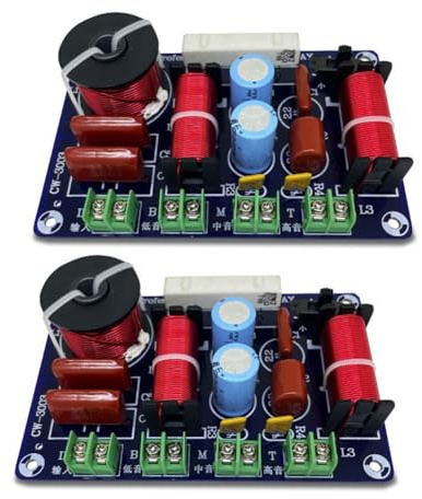 MOLERRI 2 Pièces 3 Voies 250 W 850/5200 Hz Diviseur de Fréquence DIY Haut-Parleur Filtre Circuit Aigus Moyen Basse HiFi Stéréo Audio Crossover Facile à Utiliser