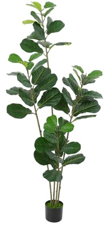 TaNeHaKi kustformad Ficus Lyrata träd, 1,8 m kunaste växter med kruka, konstgjord växt jordväxt för vardagsrum kontor trädgård, konstgjorda växter