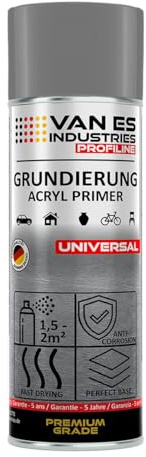 VE-INDUSTRIES Acryl Primer Grau 400ml – Premium Grundierung Spray, Haftgrund & Rostschutz, Vorbehandlung für Metall, Holz & Kunststoff