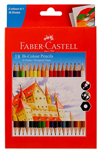 Faber Castell Faber Castell Bi Color Pencils, 36 Shades Pack Of 18