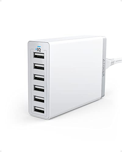 Anker Desktop Charger, 60W 6 Port USB Multiple Charging Hub, PowerPort 6 Multiple USB Charger, Campatible with iPhone, iPad, MacBook, Galaxy, LG, HTC, and More