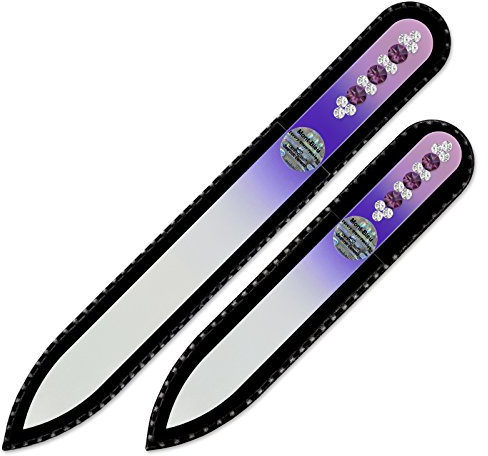 Mont Bleu Lima de Uñas de Cristal decoradas con cristales de Swarovski®, conjunto de 2, vidrio templado checo auténtico, Garantía de por vida | Fabricado a mano en la República Checa