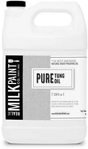 Real Milk Paint, Pure Tung Oil for Wood Finishing, Cutting Boards, Outdoor Furniture, Butcher Blocks, Wood Flooring, Food Grade, Waterproof, 1 Gallon