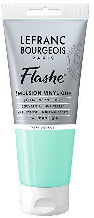 Lefranc Bourgeois Flashe 300652 - Pittura acrilica e vinile, altamente pigmentata, elastica, resistente alla luce, resistente all'invecchiamento, opaca, per interni ed esterni, tubo da 80 ml, verde sorgente