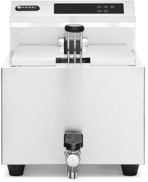 HENDI Fritteuse Mastercook, Digital, Tischfriteuse, Sicherhetsthermostat, Frittierkorb mit extra langen Griff, Kaltzone längere Öl Lebensdauer, 8L, 230V, 3500W, 300x515x(H)345mm, Edelstahl 18/0
