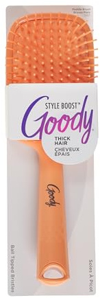 Goody Style Boost Paddle Brush, Detangler with Flexible Bristles, Tackle Tangles, Knots, Reduce Frizz, For Thick Hair, Coral