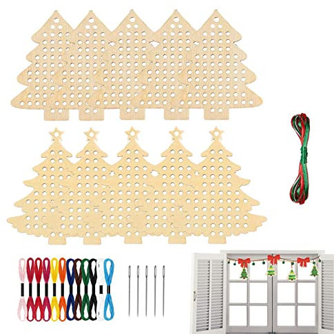 Kit Punto Croce Natale - Ornamenti a Punto Croce per Albero di Natale,Ornamenti per Alberi di Natale per Bambini da Decorare in Regali di attività artistiche e Artigianali