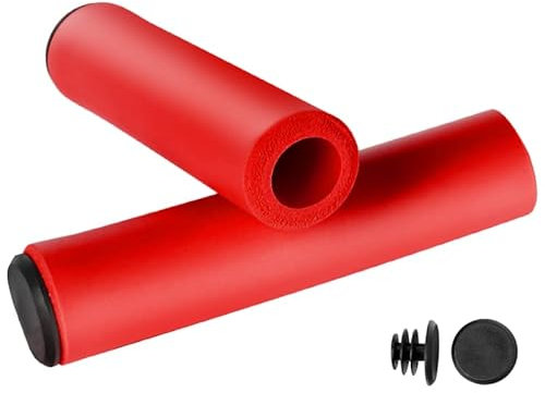 SANKRO Fahrradgriffe (2 Stück) | MTB-Griffe | Mountainbike-Griffe | Silikonschaum | ergonomisch | ultraleicht (rot)