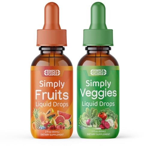 Simply Nature's Pledge - Fruit and Vegetable Supplements - Liquid Drops - Made with Whole Food Superfoods, Packed Vitamins & Minerals - Soy Free - Made in The USA