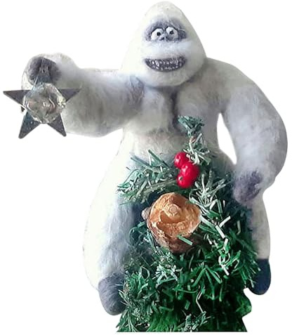 Abominable Snowman Tree Topper, Pose-able Arms Funny Unique Felt Chimpanzees Hugger Christmas Xmas Home Party Decor
