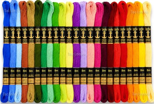 New Anchor Cotton Threads Beautiful Embroidery Cross Stitch 8m Each Skeins - Pack of 50 Skeins 100% Cotton Thread Assorted Colors Latest Eidtion Free P&P UK
