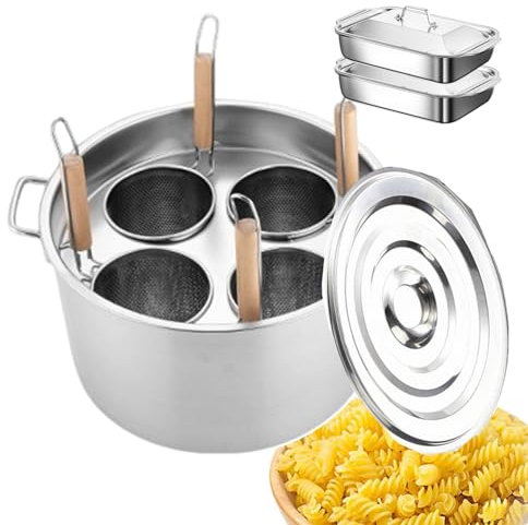 Set di pentole per spaghetti manuali con cestello scolapasta | Pentole per pasta, pentole per vermicelli + coperchio in acciaio inossidabile appendibile | Pentola da cucina per cam,